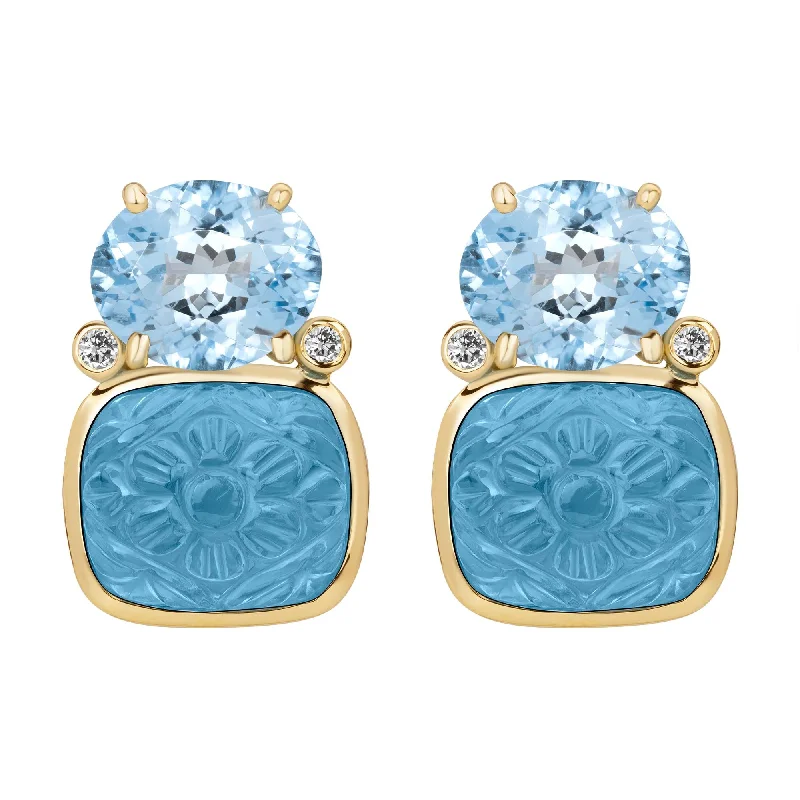 Ladies earrings for quest vibes -Earrings - Blue Topaz And Diamond (2386A)