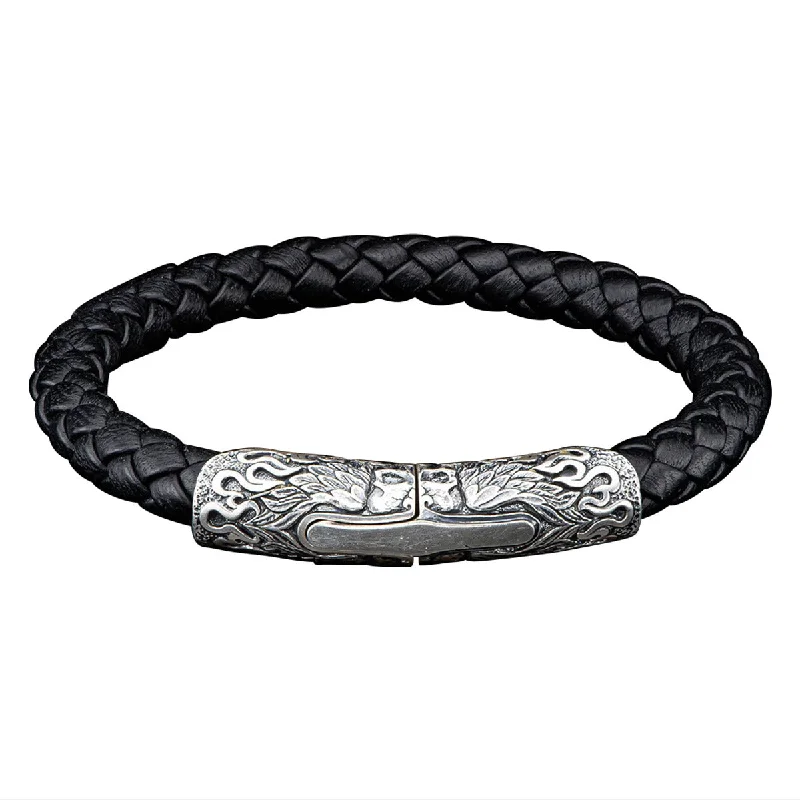 ladies-everyday-cable-bracelets-Ramble On Silver Black Bracelet