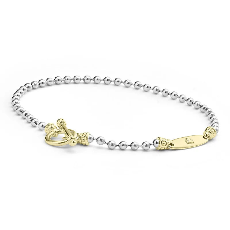 ladies-gold-link-chain-bracelets-Signature Caviar Ball Chain Bracelet with Toggle