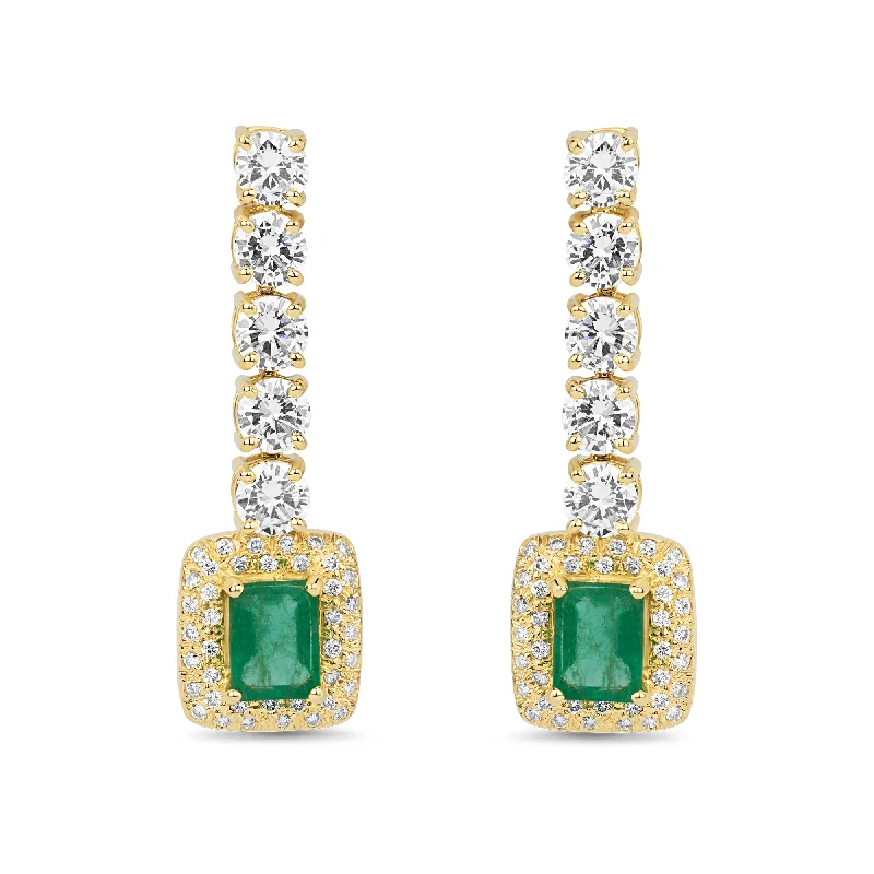 Ladies earrings for wedding vibes -Repair - Earrings - Emerald, Cubic Zirconia & Diamond (2233C)