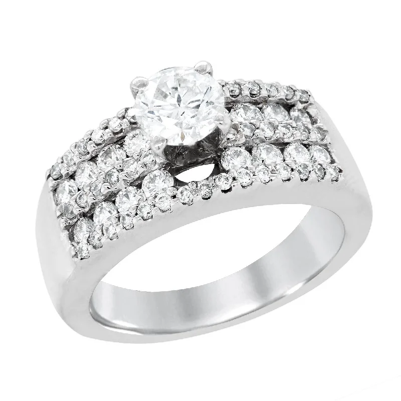 Ladies engagement rings with knot brilliance -WHITE GOLD ENGAGEMENT RING WITH ROUND CUT DIAMONDS, .79 CT TW