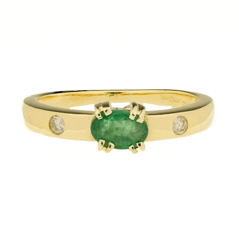 Ladies rings with claw motifs -0.36ct Emerald and Diamond Gemstone Ring in 18K Yellow Gold -Size 7.5