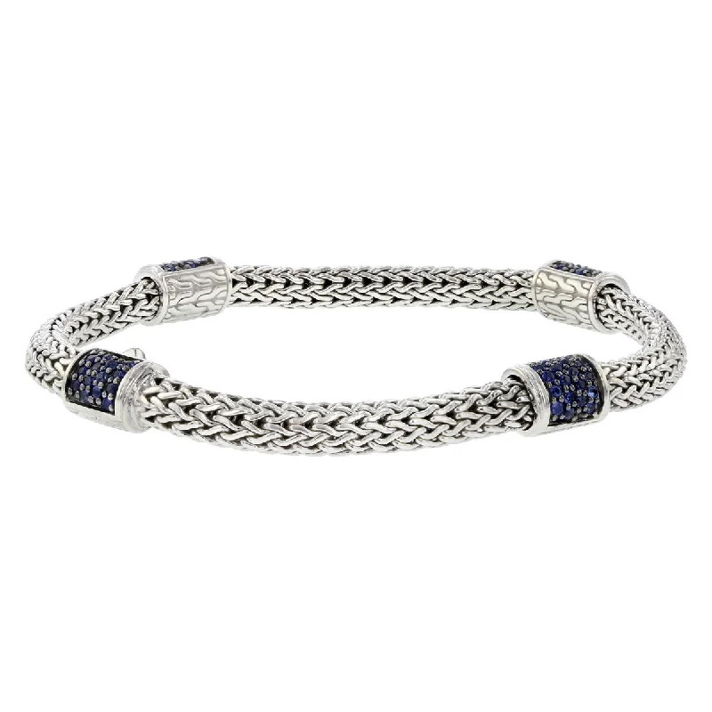 ladies-silver-pearl-bracelets-John Hardy Classic Chain Bracelet with Sapphires