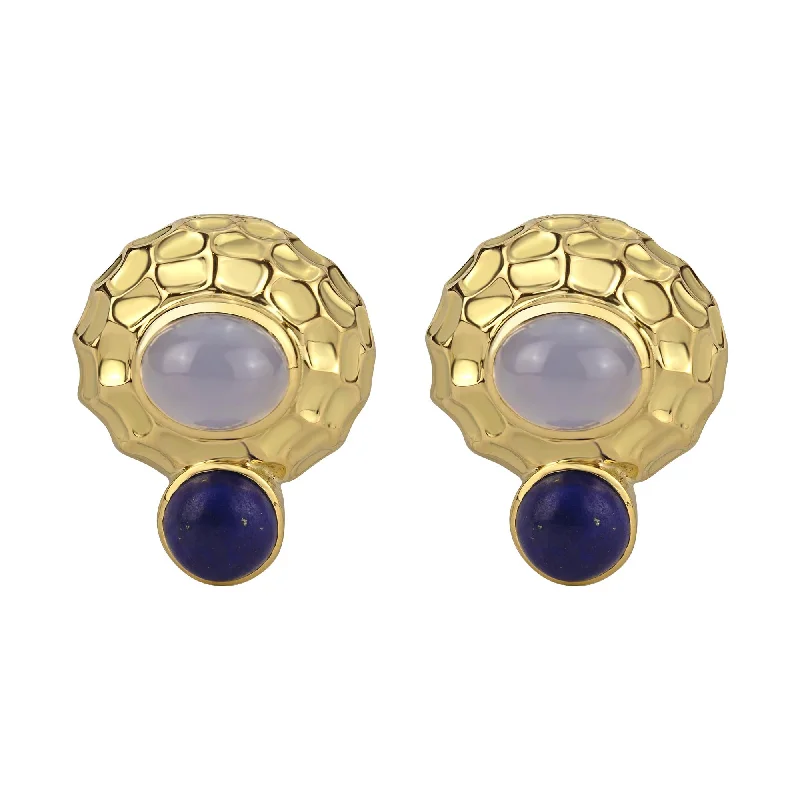 Ladies earrings timeless shine -Earrings- Chalcedony And Lapis Lazuli