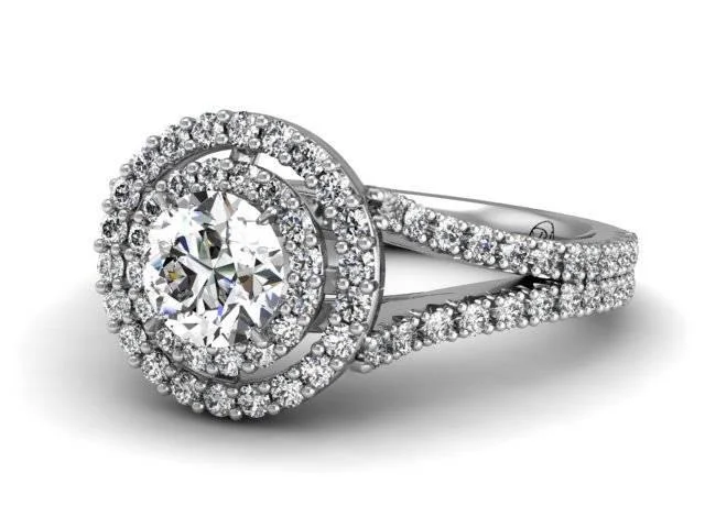 Ladies engagement rings floral vows -Bostonian Meghan Double Halo Pave Engagement Ring