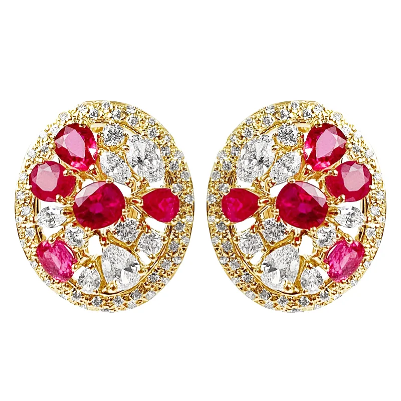 Ladies earrings featherlight drops -Repair - Earrings - Ruby, Diamond and Cubic Zirconia (2234B)