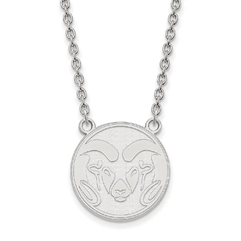 ladies-rustic-pendant-necklaces-14k White Gold Colorado State Large Pendant Necklace