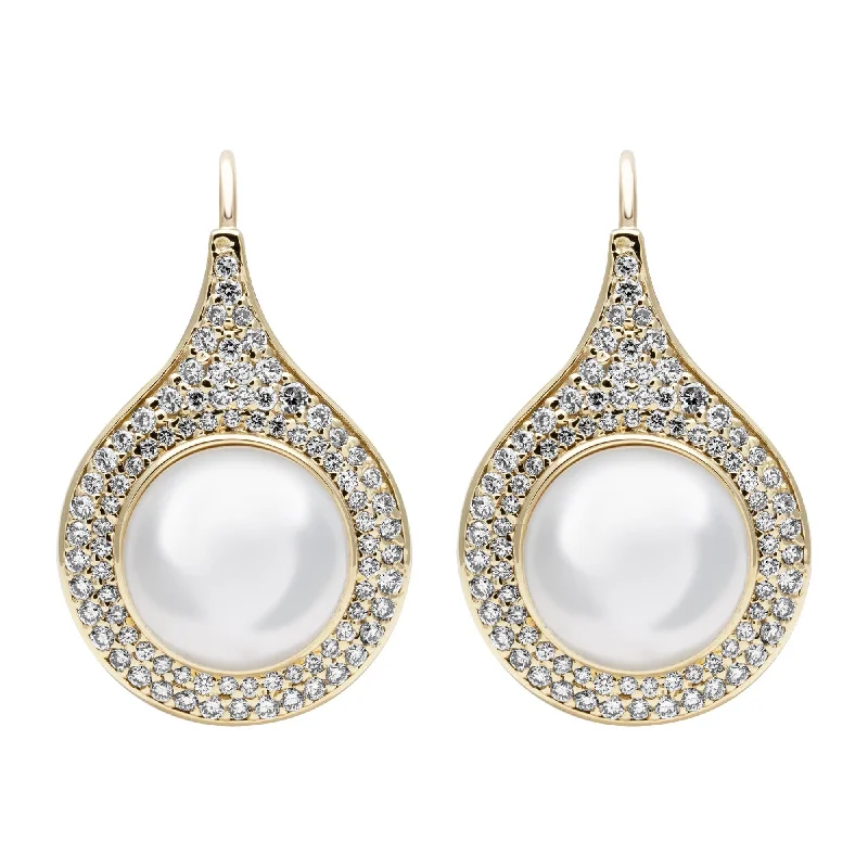 Ladies earrings for meadow vibes -Earrings - South Sea Pearl And Diamond (2398A)