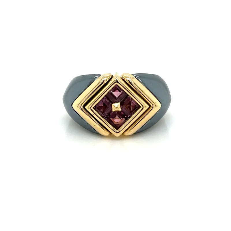 Ladies rings for vision charm -Bulgari Hematite & Tourmaline Gold Ring