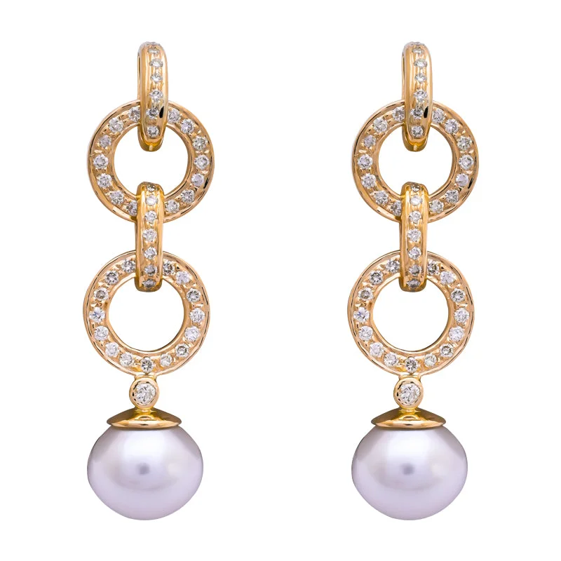 Ladies earrings for calm charm -Earrings- South Sea Pearl and Diamond