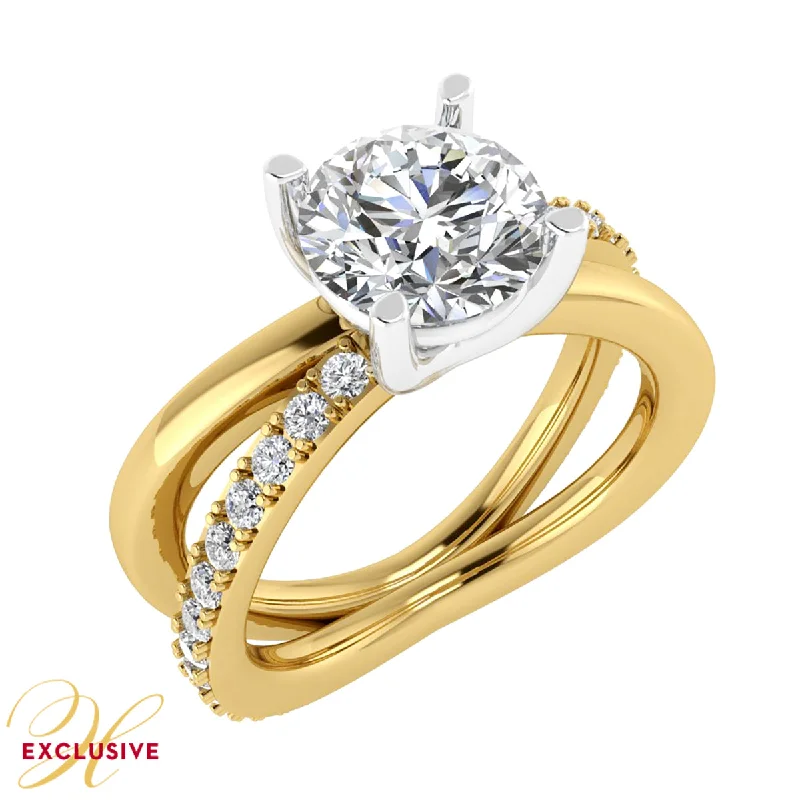 Ladies engagement rings with mixed alloys -TWO-TONE GOLD SPLIT SHANK DIAMOND ENGAGEMENT RING SETTING, .56 CT TW