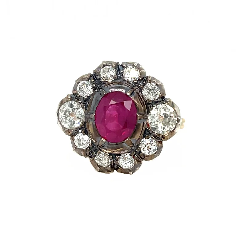 Ladies rings with lilac sugilite -Late 19th century 2.05 Carat Ruby Diamond Gold Cluster Ring