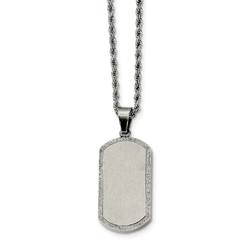 ladies-bohemian-torque-necklaces-Stainless Steel Laser Cut Dog Tag Necklace 22 Inch