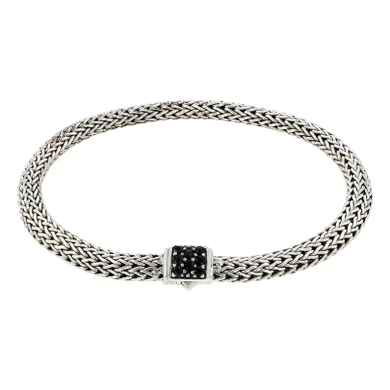 ladies-gift-link-chain-bracelets-John Hardy Classic Chain Bracelet with Black Sapphires