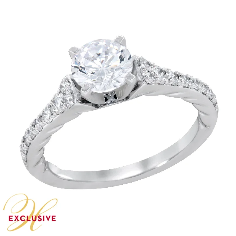 Ladies engagement rings multi-band vows -CLASSIC WHITE GOLD ENGAGEMENT RING SETTING WITH DIAMONDS, .38 CT TW