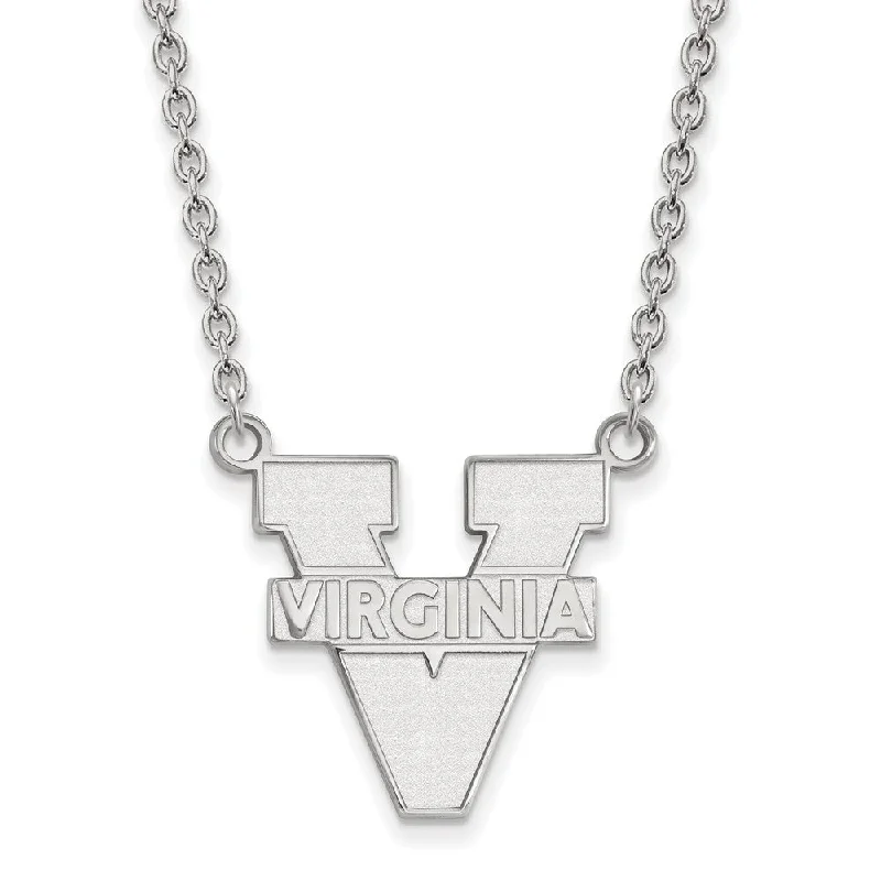 ladies-moon-torque-necklaces-14k White Gold U of Virginia Large 'V' Logo Pendant Necklace