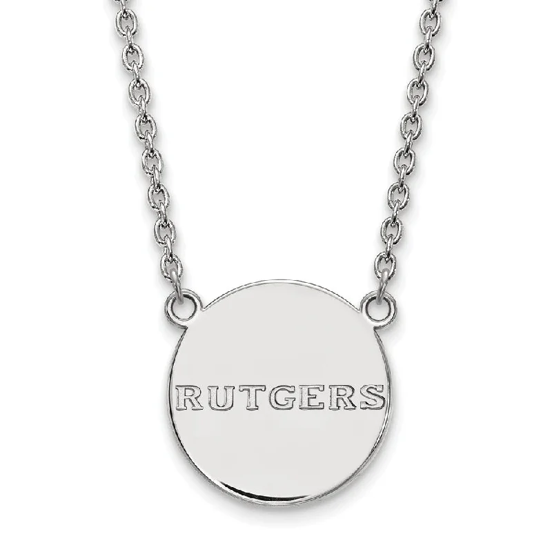 ladies-minimalist-torque-necklaces-Sterling Silver Rutgers Large 'Rutgers' Disc Pendant Necklace