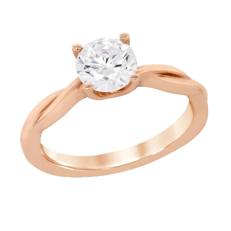 Ladies engagement rings for free-spirit vows -ROSE GOLD SOLITAIRE ENGAGEMENT RING SETTING WITH TWISTED SHANK