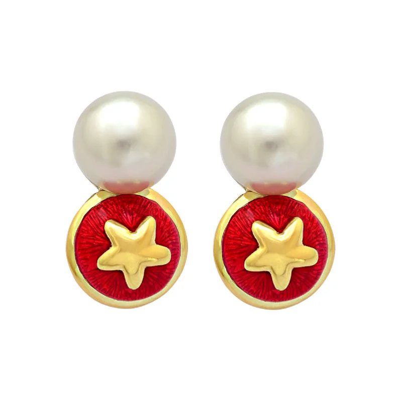 Ladies earrings for reader vibes -Earrings- South Sea Pearl (Enamel)