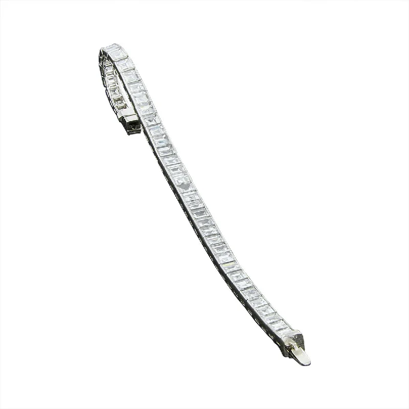 ladies-silver-moon-bracelets-Platinum Straight Line Diamond Bracelet