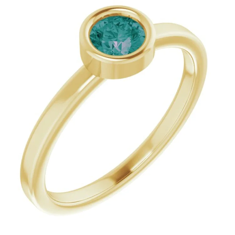 Ladies rings with wing designs -14K Yellow 4.5 mm Lab-Grown Alexandrite Ring