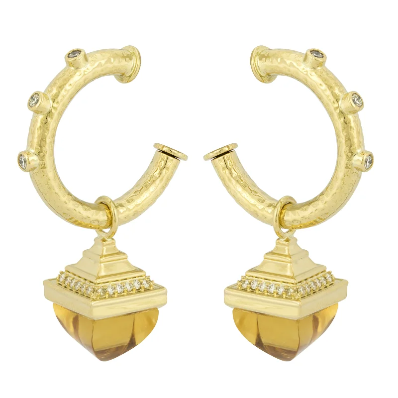 Ladies earrings for legal charm -Earrings - Diamond & Citrine