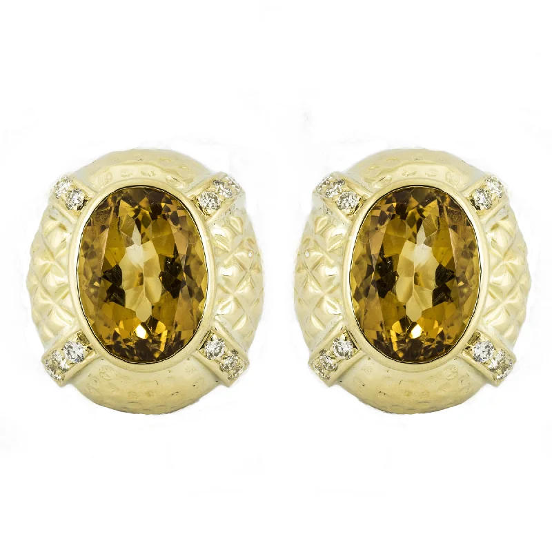 Ladies earrings unique elegance -Earrings- Citrine And Diamond