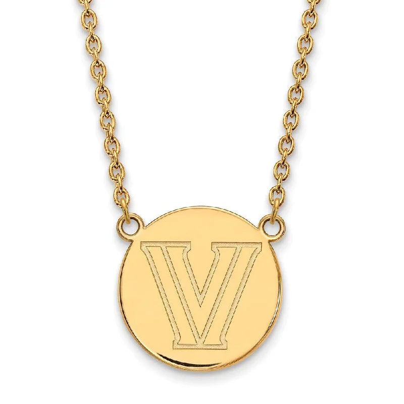 ladies-pearl-gold-necklaces-14k Gold Plated Silver Villanova U Large Disc Necklace