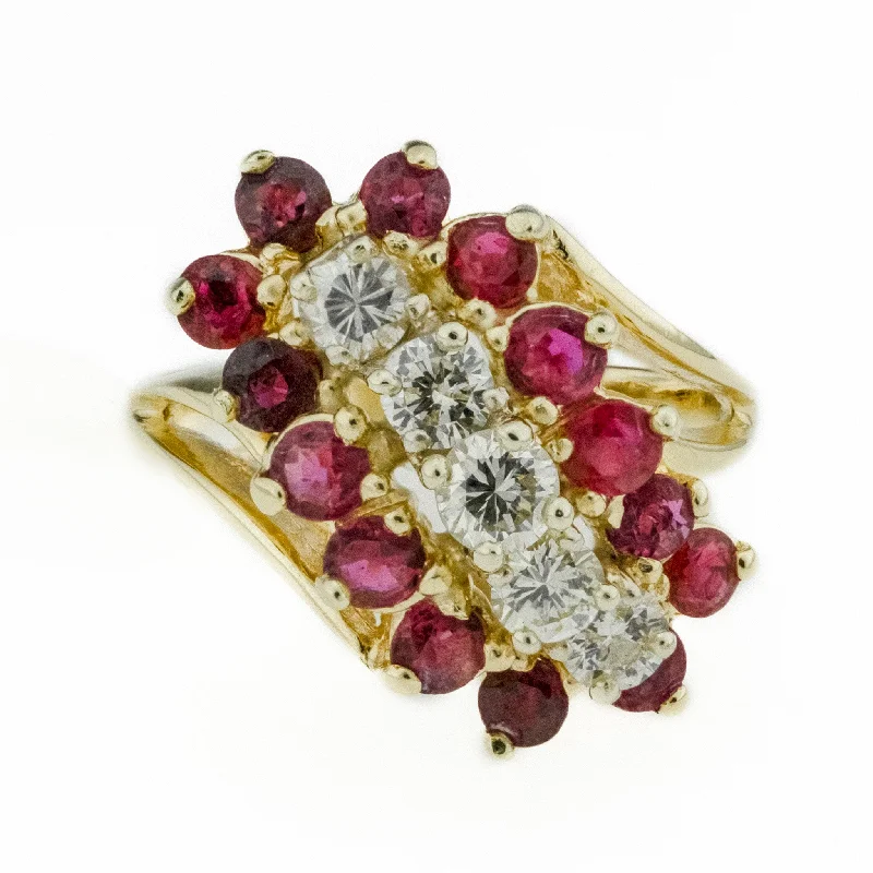 Ladies rings soft brilliance -0.80ctw Natural Ruby & 0.75ctw Diamond Accents Ring in 14K Yellow Gold - Size 6