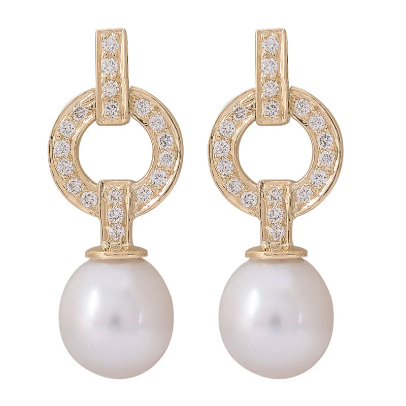 Ladies earrings throwback elegance -Earrings- South Sea Pearl and Diamond