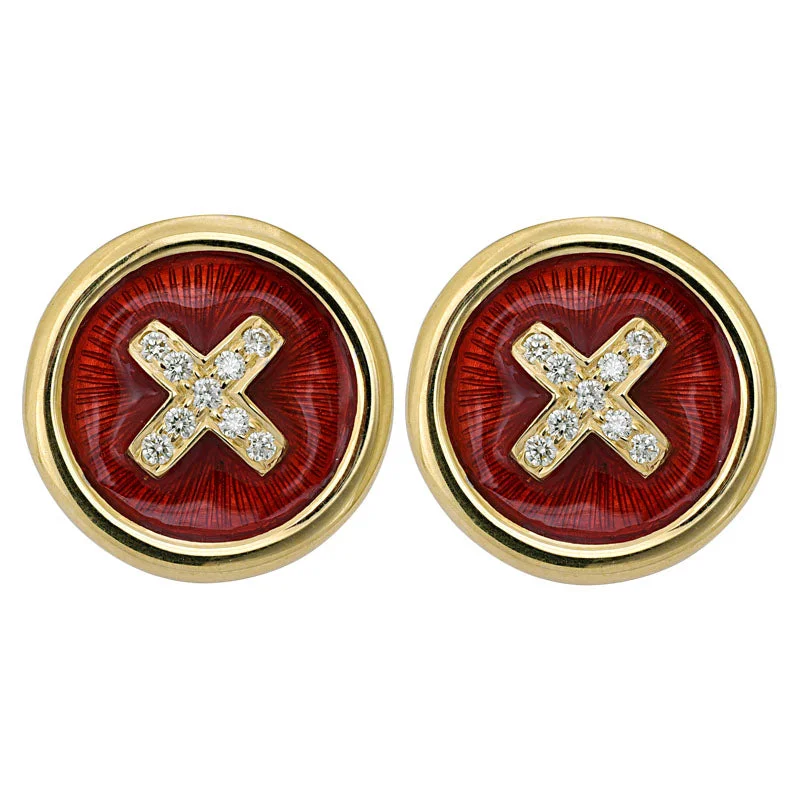 Ladies earrings modern elegance -Earrings- Diamond (Enamel)