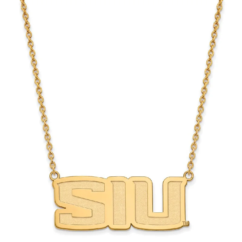 ladies-affordable-gold-necklaces-14k Gold Plated Silver Southern Illinois U Large Pendant Necklace