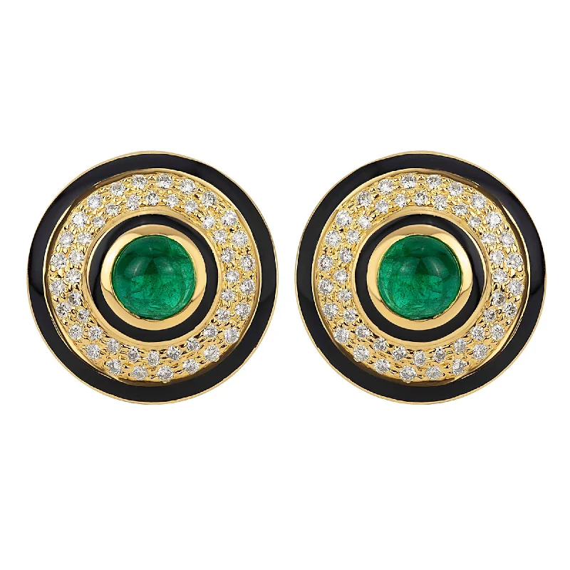 Ladies earrings for starry charm -Earrings - Emerald and Diamond (Enamel)