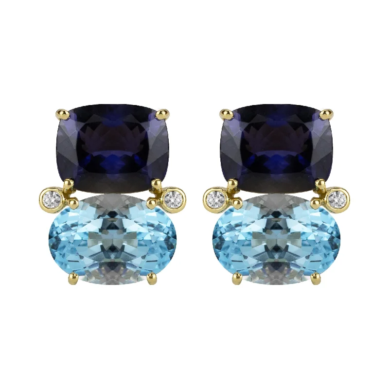 Ladies earrings for craft charm -Earrings  - Iolite, Blue Topaz And Diamond