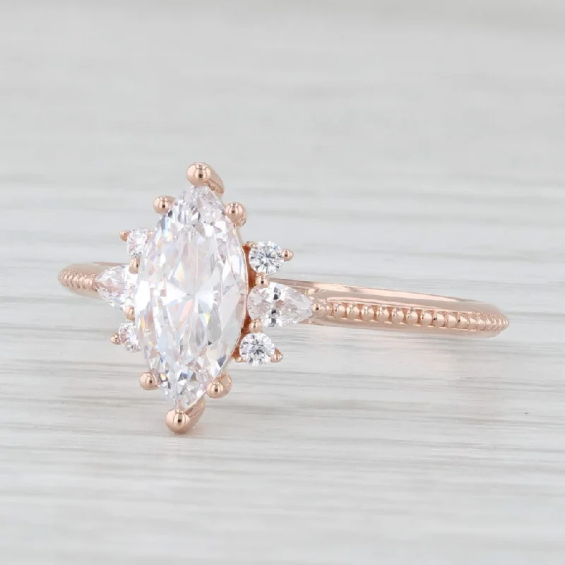 Ladies engagement rings satin romance -Marquise Cubic Zirconia 14k Rose Gold Engagement Size 7