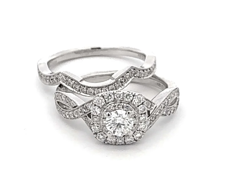 Ladies engagement rings for timeless unions -Neil Lane Diamond Engagement Ring and Matching Band 14k White Gold