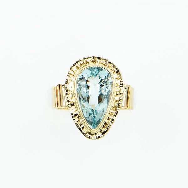 Ladies rings with leaf designs -Aquamarine  Ring