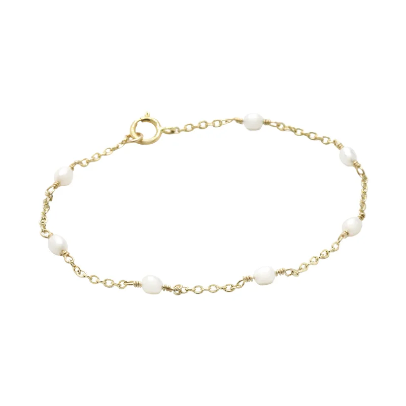 ladies-minimalist-link-chain-bracelets-Pearl Chain Bracelet