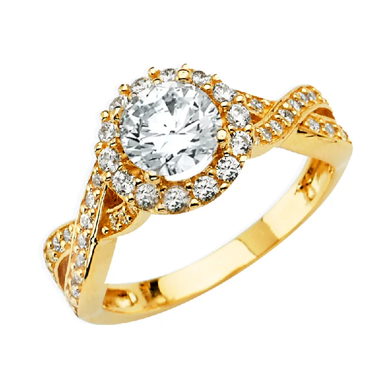 Ladies engagement rings with chord settings -14K CZ ENGAGEMENT RING