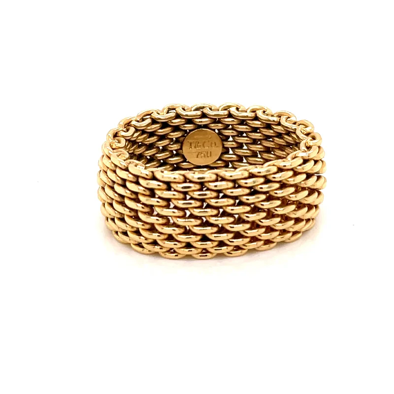 Ladies rings expert shine -Vintage Tiffany & Co. Gold Mesh Band Ring