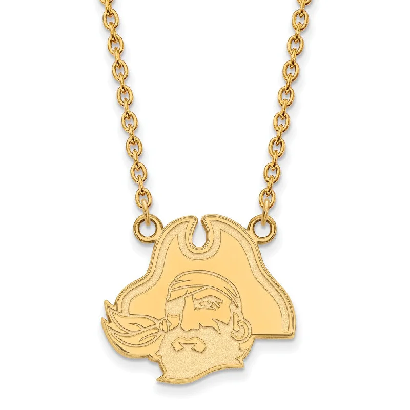 ladies-diamond-pearl-necklaces-14k Gold Plated Silver East Carolina U Large Pendant Necklace