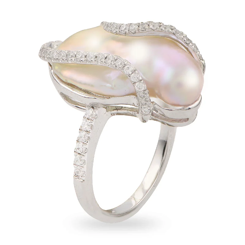 Ladies rings cultural elegance -Sterling Silver Freshwater Pearl Ring