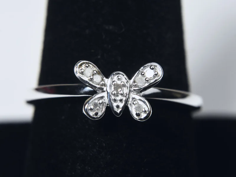 Ladies rings for trade vibes -Diamonds Butterfly Sterling Silver Ring - Size 9