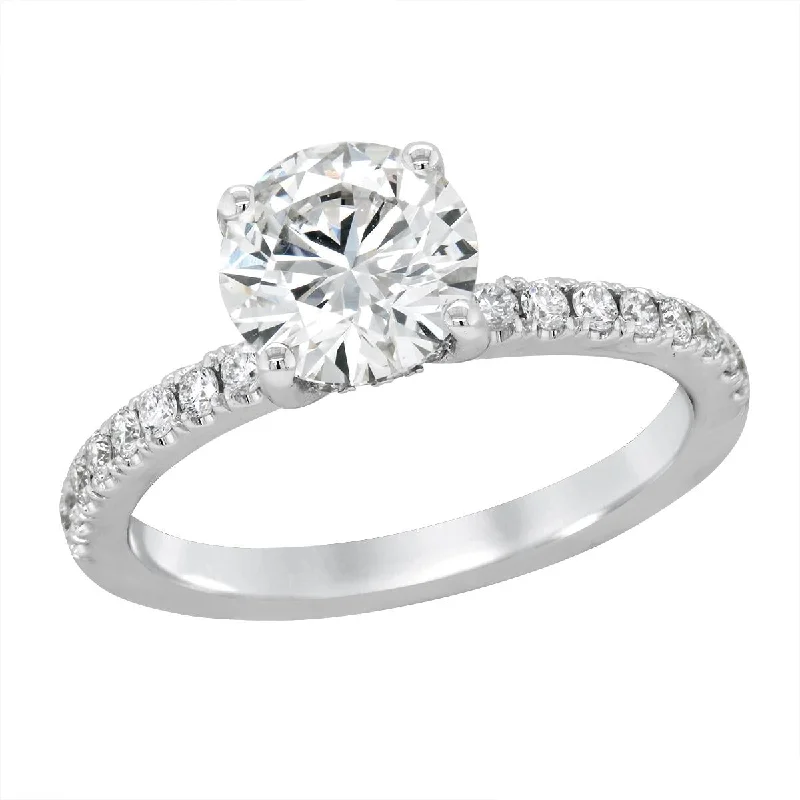 Ladies engagement rings quirky vows -CLASSIC WHITE GOLD ENGAGEMENT RING WITH LAB GROWN ROUND DIAMOND, 1.87 CT TW