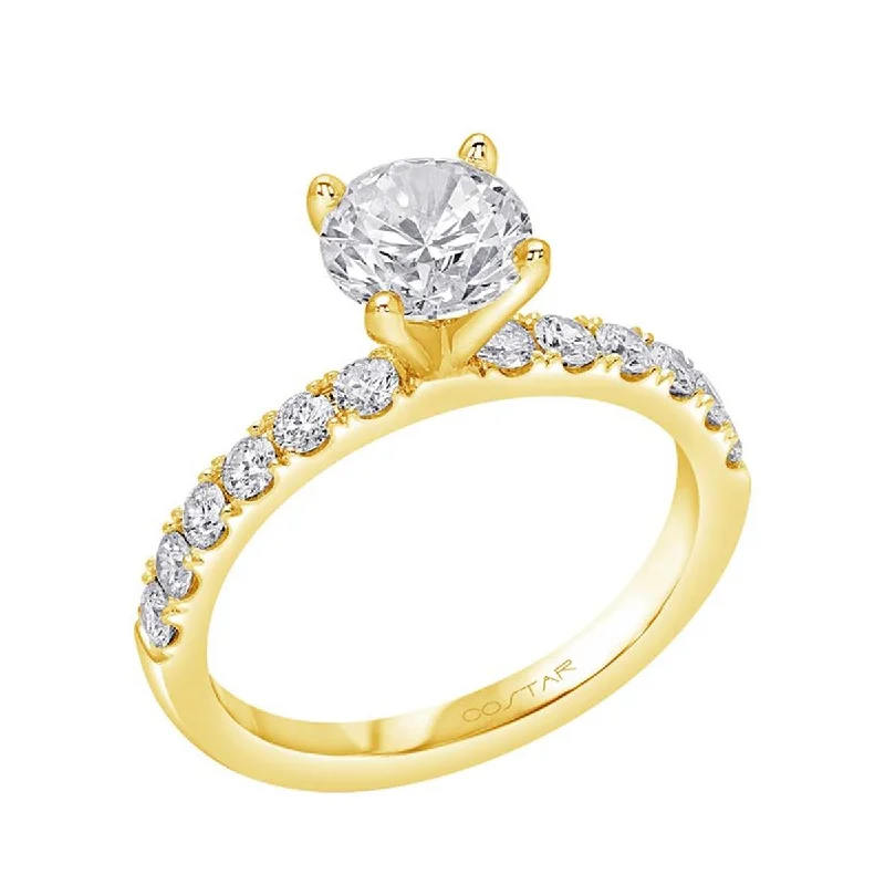 Ladies engagement rings with chord settings -CLASSIC YELLOW GOLD ENGAGEMENT RING SETTING WITH 12 SIDE DIAMONDS, .47 CT TW