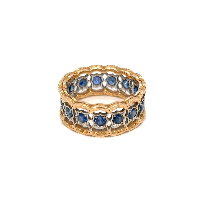 Ladies rings with growl designs -Mario Buccellati Rombi Eternelle Sapphire Gold Band Ring