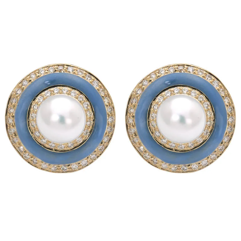 Ladies earrings slim elegance -Earrings- South Sea Pearl and Diamond (Enamel)