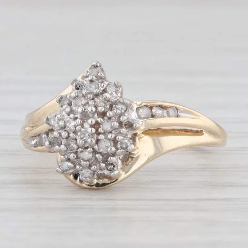 Ladies engagement rings for bold vows -0.15ctw Diamond Cluster Bypass Ring 10k Yellow Gold Size 7 Engagement