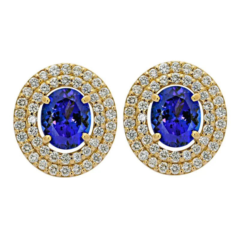 Ladies earrings angular elegance -Earrings - Tanzanite and Diamond