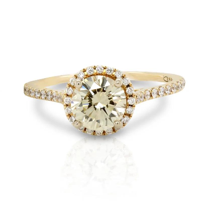 Ladies engagement rings for award vows -YELLOW GOLD ENGAGEMENT RING WITH 1.11 CARAT CENTER DIAMOND